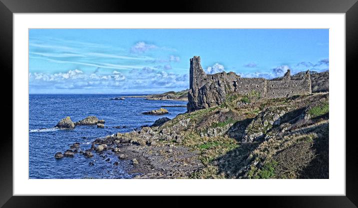 Dunure castle and beach view Framed Mounted Print by Allan Durward Photography