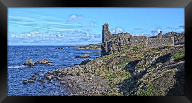 Dunure castle and beach view Framed Print by Allan Durward Photography
