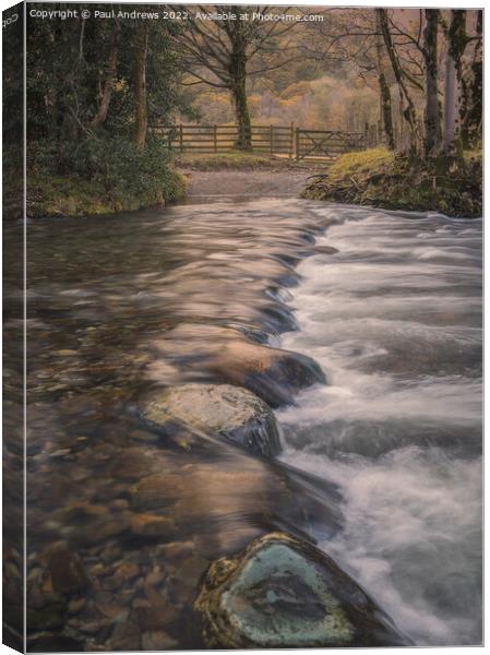 Rosthwaite Stepping Stones Canvas Print by Paul Andrews