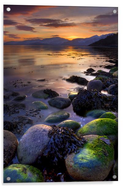 Sunset On Loch Linnhe, Scotland Acrylic by Richard Nicholls