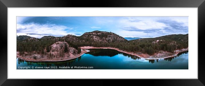turquoise lake on the edge of a mountain with blue Framed Mounted Print by steeve raye