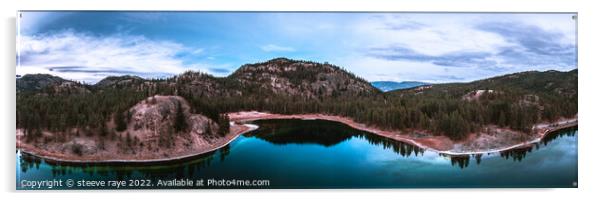 turquoise lake on the edge of a mountain with blue Acrylic by steeve raye