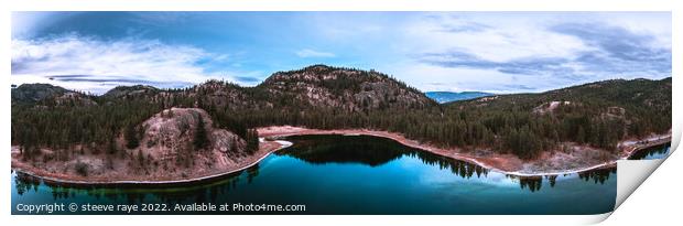 turquoise lake on the edge of a mountain with blue Print by steeve raye