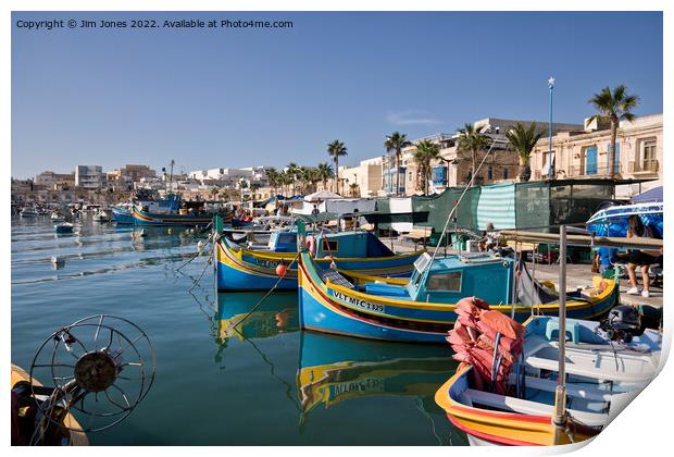 Marsaxlokk Fishing Village, Malta Print by Jim Jones