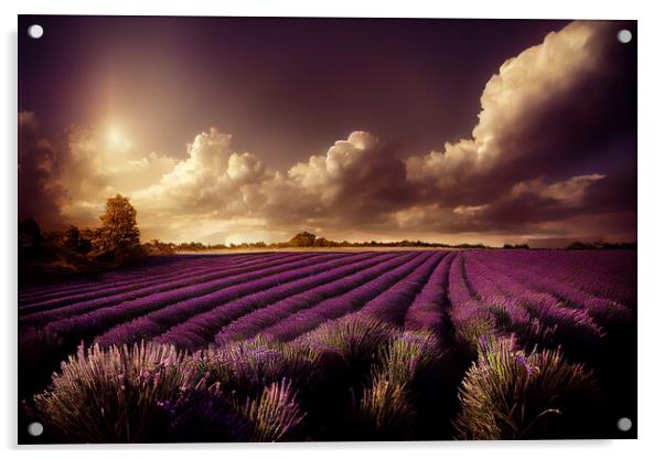 Purple Fields of Lavender Acrylic by Picture Wizard