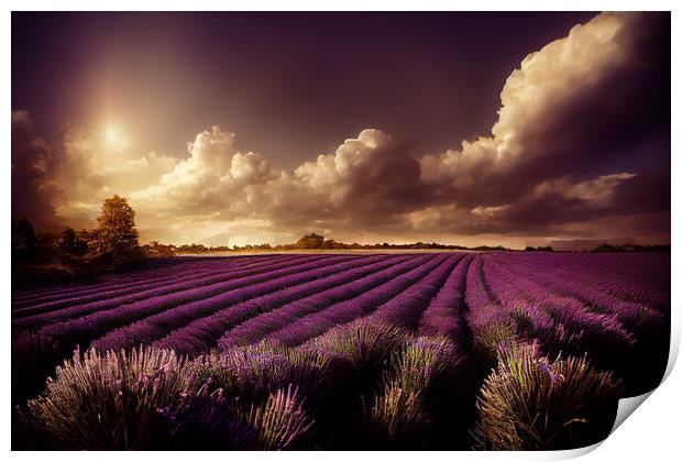 Purple Fields of Lavender Print by Picture Wizard