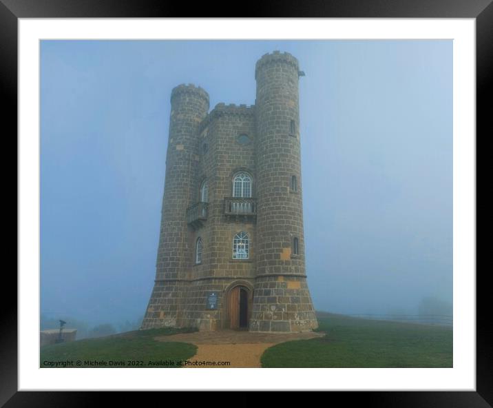 Broadway Tower, Foggy Morning Framed Mounted Print by Michele Davis