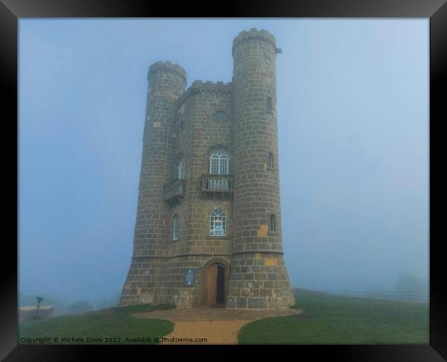 Broadway Tower, Foggy Morning Framed Print by Michele Davis