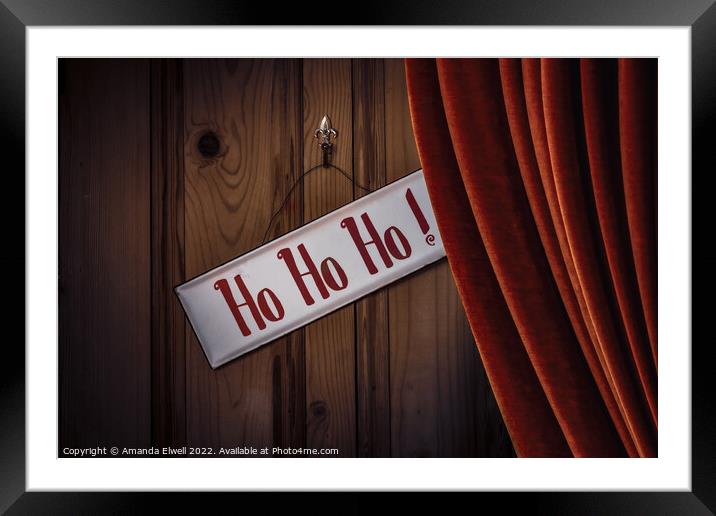 Christmas Sign HoHoHo Framed Mounted Print by Amanda Elwell