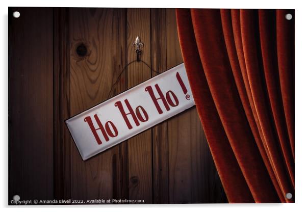 Christmas Sign HoHoHo Acrylic by Amanda Elwell