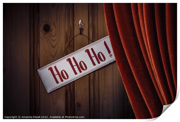 Christmas Sign HoHoHo Print by Amanda Elwell