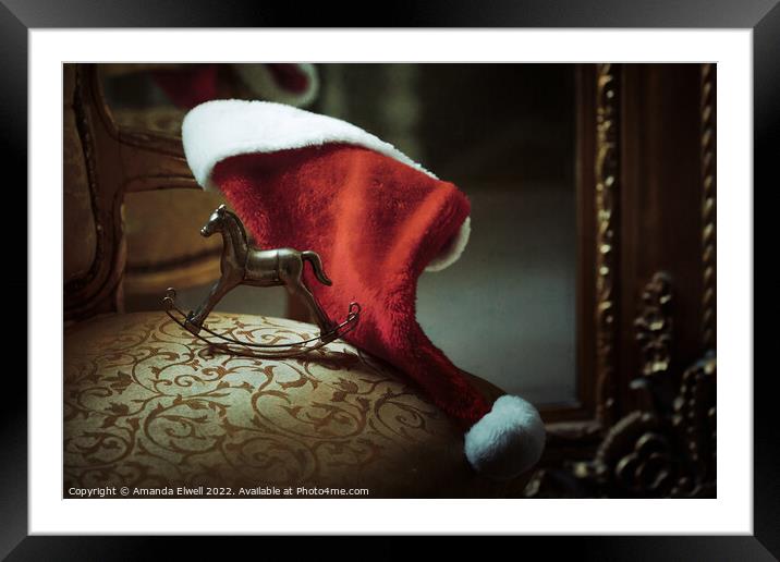 Christmas Santa Hat Framed Mounted Print by Amanda Elwell