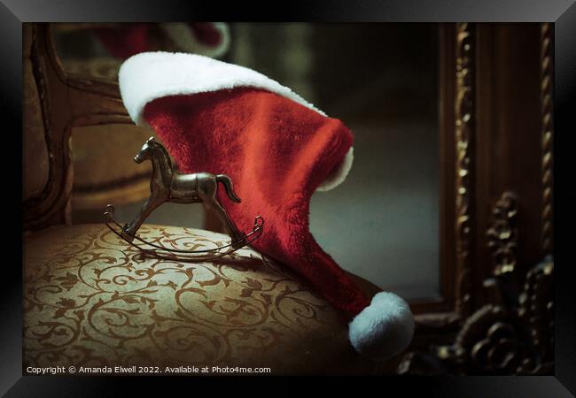 Christmas Santa Hat Framed Print by Amanda Elwell