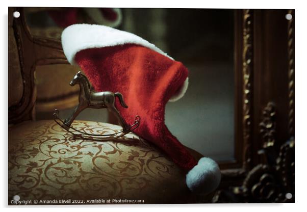 Christmas Santa Hat Acrylic by Amanda Elwell