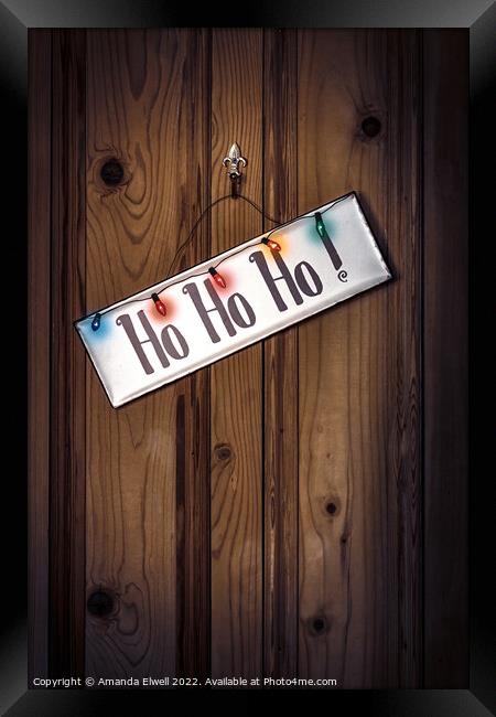 Hohoho Sign With Lights Framed Print by Amanda Elwell