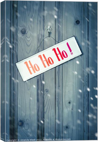 Christmas Sign With Falling Snow Canvas Print by Amanda Elwell
