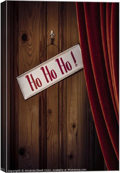 Seasonal Holiday Sign With Curtain Canvas Print by Amanda Elwell