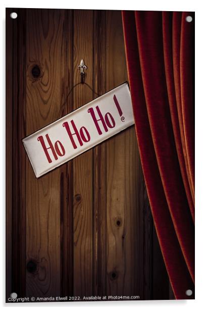 Seasonal Holiday Sign With Curtain Acrylic by Amanda Elwell