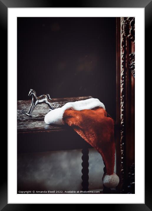 Seasonal Scene With Santa Hat Framed Mounted Print by Amanda Elwell