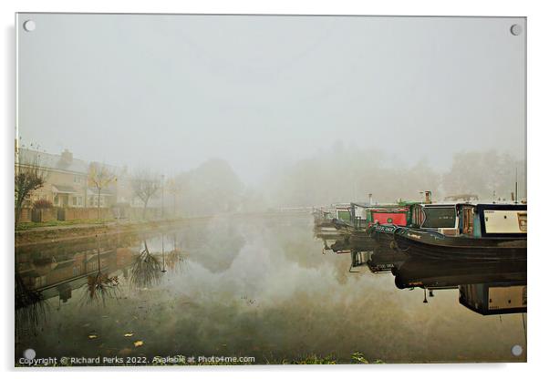 Autumn mist on Leeds Liverpool Canal Acrylic by Richard Perks