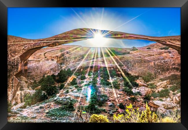 Landscape Arch Sunset Devils Garden Arches National Park Moab Ut Framed Print by William Perry