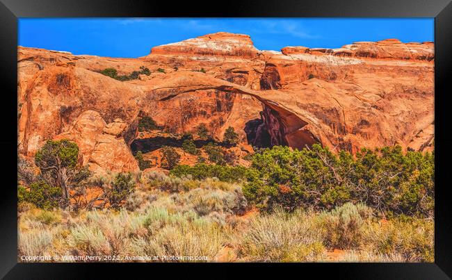 Colorful Landscape Arch Devils Garden Arches National Park Moab  Framed Print by William Perry