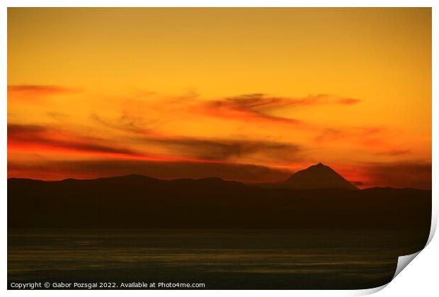 Sunset over Pico, Azores Print by Gabor Pozsgai