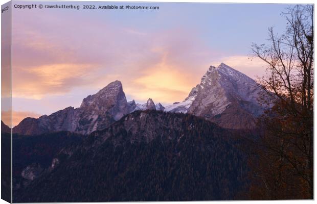 Watzmann Mountain At Sunrise Canvas Print by rawshutterbug 