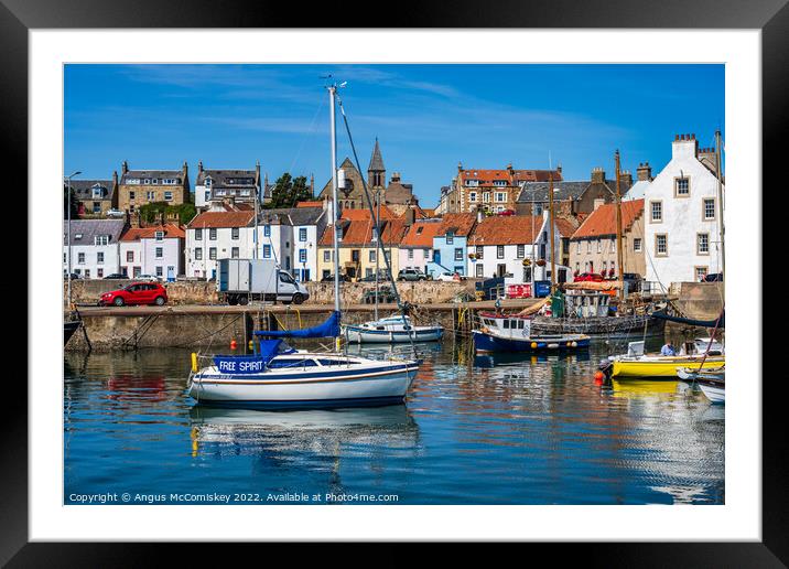 Colourful Boats in St Monans harbour Framed Mounted Print by Angus McComiskey