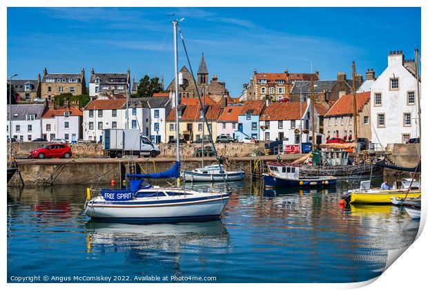 Colourful Boats in St Monans harbour Print by Angus McComiskey