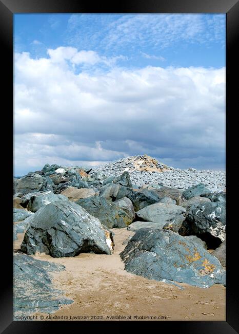 Sand, Rocks and Sky Framed Print by Alexandra Lavizzari