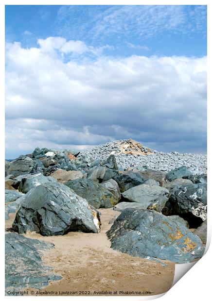 Sand, Rocks and Sky Print by Alexandra Lavizzari
