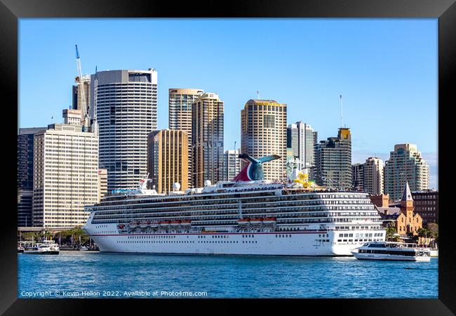 Cruise ship Carnival Spirit moored at Circular Quay  Framed Print by Kevin Hellon