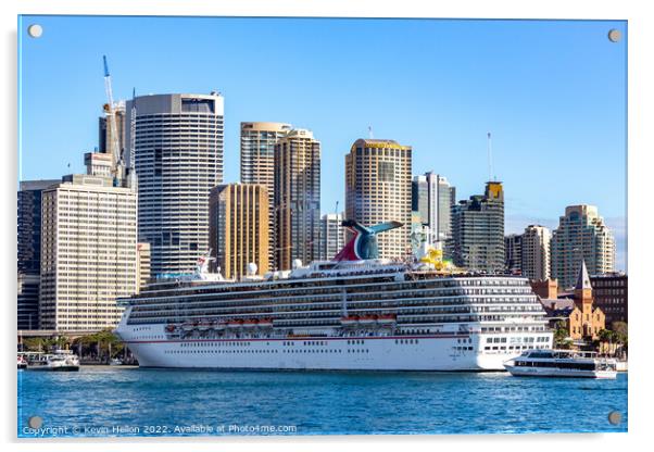 Cruise ship Carnival Spirit moored at Circular Quay  Acrylic by Kevin Hellon