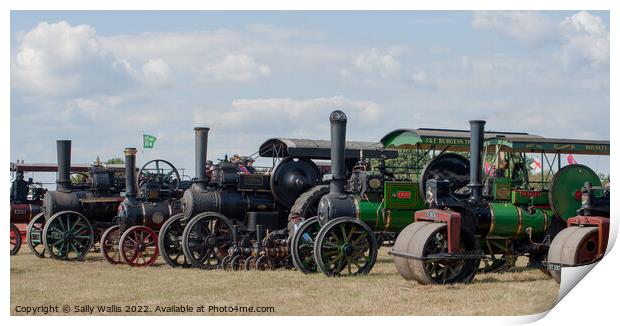 Tractor line-up Print by Sally Wallis