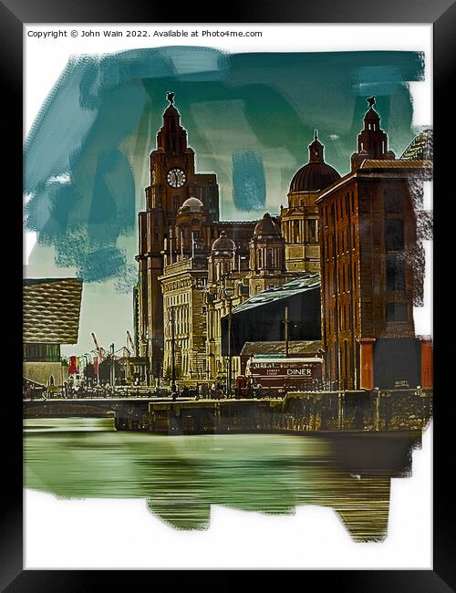 Royal Albert Dock And the 3 Graces (Digital Art) Framed Print by John Wain