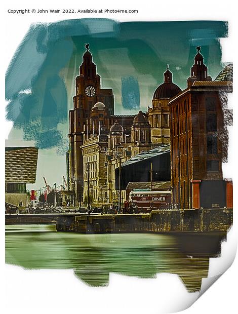 Royal Albert Dock And the 3 Graces (Digital Art) Print by John Wain