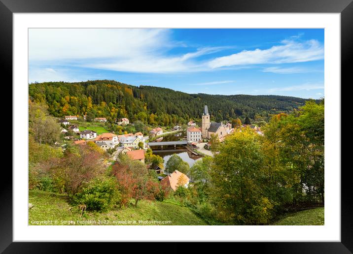 Small ancient town and medieval castle Rozmberk nad Vltavou, Czech Republic. Framed Mounted Print by Sergey Fedoskin