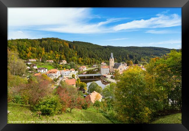 Small ancient town and medieval castle Rozmberk nad Vltavou, Czech Republic. Framed Print by Sergey Fedoskin