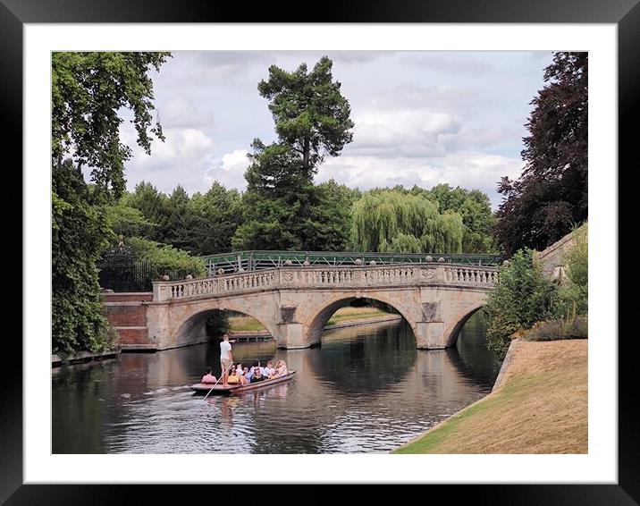 Punting on river cam Cambridge  Framed Mounted Print by Les Schofield