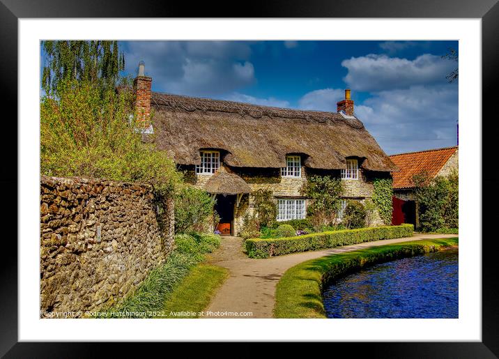 Charming Thatched Cottage in North Yorkshire Framed Mounted Print by Rodney Hutchinson