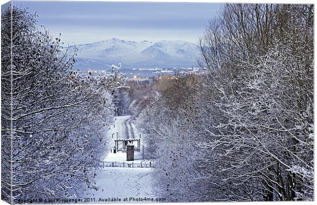 Winter view over to Arran Canvas Print by Paul Messenger