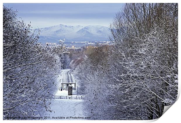 Winter view over to Arran Print by Paul Messenger