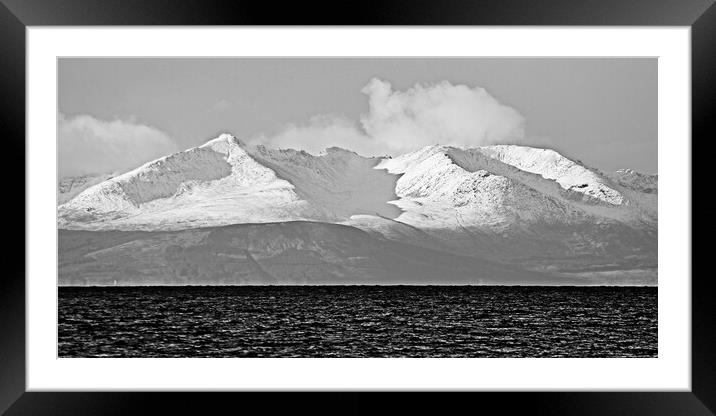 Snow topped mountains on Isle of Arran Framed Mounted Print by Allan Durward Photography