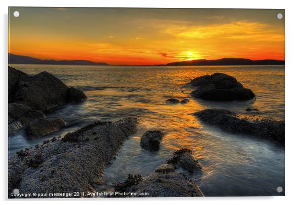 Portencross Sunset Acrylic by Paul Messenger