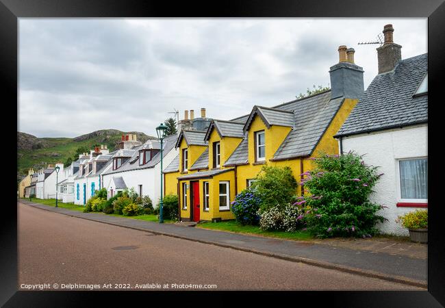 Colorful houses in the village of Shieldaig Framed Print by Delphimages Art