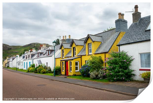 Colorful houses in the village of Shieldaig Print by Delphimages Art