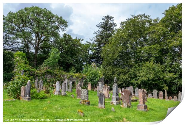 Cemetery in Lochcarron, Scottish Highlands Print by Delphimages Art