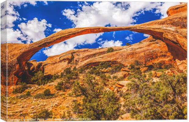 Landscape Arch Devils Garden Arches National Park Moab Utah  Canvas Print by William Perry