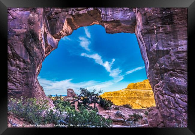 Pine Tree Arch Devils Garden Arches National Park Moab Utah  Framed Print by William Perry